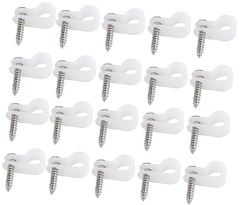 HOMSFOU 100St Ganzleitungsklemme Lichtseilbefestigungen Drahtseilklemme Datenkabel-Organizer Kabelhalter Kabelclips sicherheitskabel sicherungsgurt ganzer Drahtclip r-kabelclip Metall Weiß