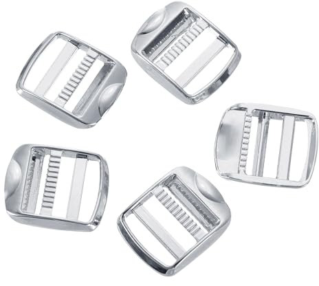 sourcing map Metal Ladder Lock Slider, 5Pcs 1 1/4 - Zinc Alloy Buckle Adjuster Webbing Strap Release Buckles for Backpack Strap Accessories Replacement (Chrome)