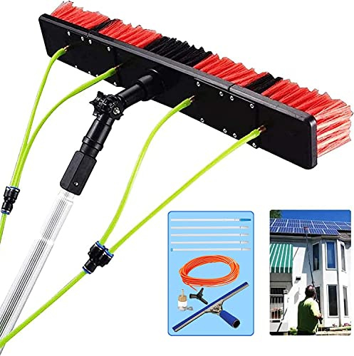 3-12 m window cleaning rod, window cleaning kit, water/hose pipe rod, window cleaning brush equipment, cleaning photovoltaic and solar panels, 10 m rod, 50 cm brush hair (10m Rod 50cm Brush hair )