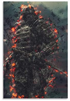 JINLIMAO Bild Auf Leinwand 50 * 70CM Senza Cornice Samurai Brave Man Warrior Retro Japen Poster Canvas Wall Art Room Pictures for Bedroom Gifts Decor