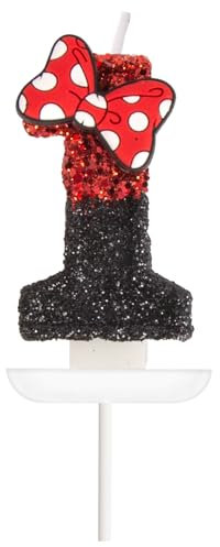 Geburtstagskerzen Zahlen 1, Mouse Thema Geburtstagskerzen Kinder, 3D Schwarz Rot Geburtstag Kerzen, Kuchendeko Geburtstag, Geburtstagskerzen für Geburtstagsdeko