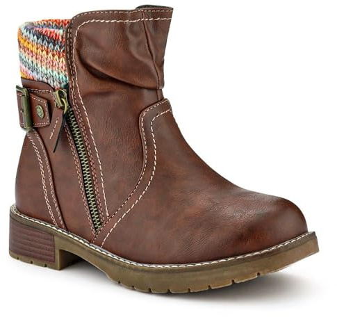 EasyFit Extra-Wide Knitted Cuff Boots - Brown Size 7
