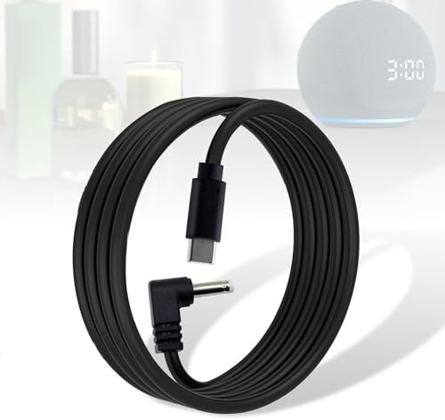 Wamlet USB C auf DC Ladeadapter für Echo Dot 3. / 4. Generation, Echo Dot 3. / 4. Generation mit Uhr Kinder, Echo Spot (schwarz)