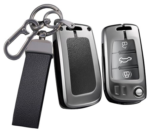 Ysbxitu Coque de clé compatible avec Audi A1 A3 A4 A6 A8 Quattro Q2 Q3 Q5 Q7 S3 S4 S6 RS3 RS6 R8 TT TTS - Porte-clés de voiture A-UDI A3 - Accessoires - En cuir - 3 boutons