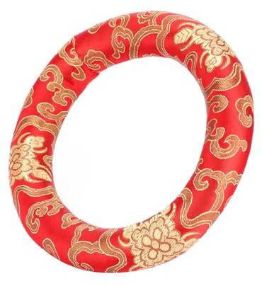 SUNGOOYUE Die Elegante 18-cm-Seidenbrokat-Songschale, Weich und Langlebig, Passt Sich an 7-10 Zoll an und Ergänzt Seinen Meditationsraum (Rot)