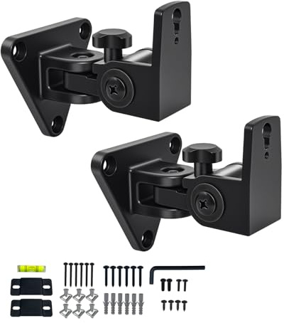 Howonder Speaker Wall Mount,Swivel and Tilt,Holds up to 30lbs,2 Packs | All Aluminum Wall Speaker Mount for Small Speakers, Easy DIY Assembly,HD-818,Black