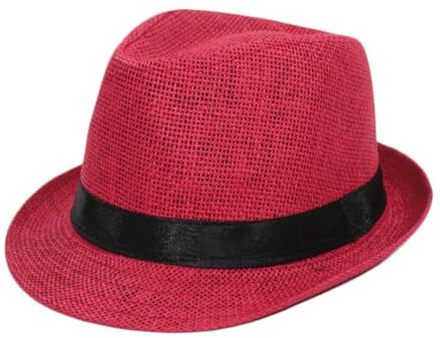 Unisex Fedora-Hut, kubanische Sonne, kurze Krempe, große große Herrenhut, rot, Einheitsgröße