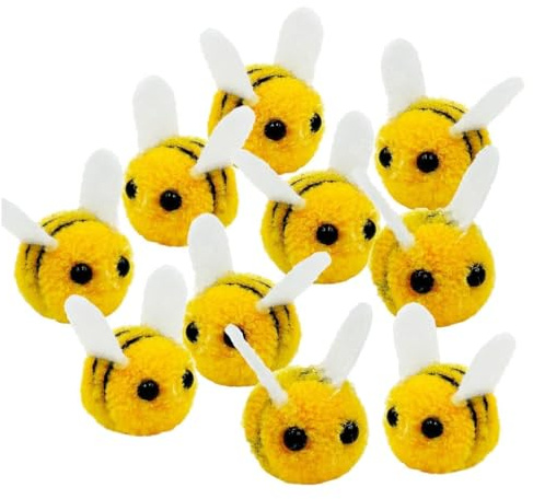 Quesuc 10 Stück Biene Filzen Wolle Mini Dekoration, Filzbienen Klein Bienen Figuren Streudeko Gefilzte Verzierungen Für Babyparty Kostüm Diy Handwerk Anhänger Wand Hut Deko