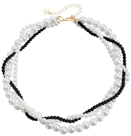 ZFHTJEKNCS Collares para Mujer Barock Imitation Perle gewickelt Mehrschichtige Halskette Choker Halsketten für Damen Mädchen Artikel