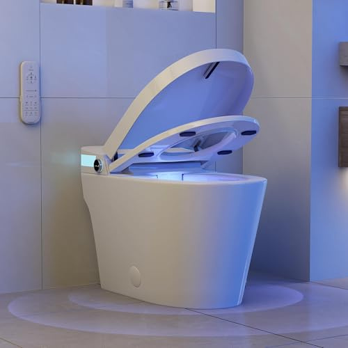 Homary WC Giapponese Intelligente con Bidet Incorporato, Bianco, 4.84 L/Scarico, Sedile Riscaldato e Funzioni Regolabili, Scarico a Sifone, Coperchio Manuale e Scarico Verticale, J021123088