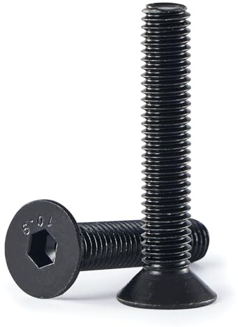 GuoYomm Lot de 10 vis à tête fraisée M6 x 100 mm avec six pans creux à 10,9 degrés en acier au carbone à filetage total noir