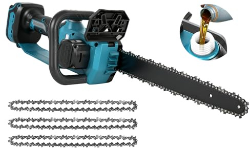 Akku Kettensäge 30 cm (12 Zoll) kompatibel mit Bosch 18V, Bürstenloser Motor 1200W - Werkzeuglose Kettenspannung, Auto-Öler & Kettenbremse - 3 Sägeketten, für Garten & Baumpflege (ohne Akku)