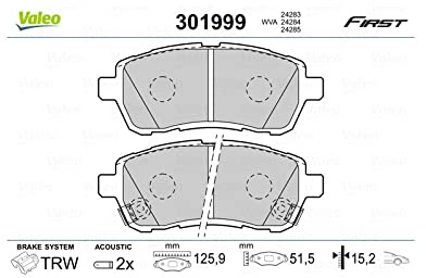 Valeo 4er-Set Bremsbeläge Essential 301999, Vorderachse