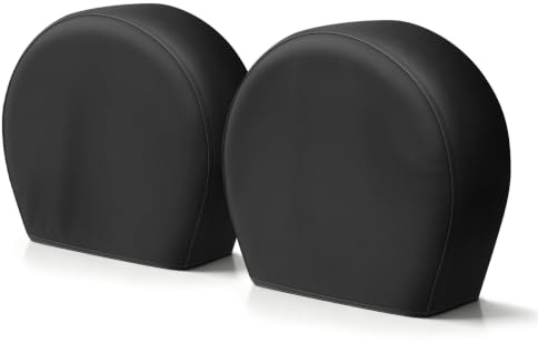 Explore Land Tire Covers 2 Pack - Tough Tire Wheel Protector for Truck, SUV, Trailer, Camper, RV - Universal Fits Tire Diameters 26-28.75 inches, Black