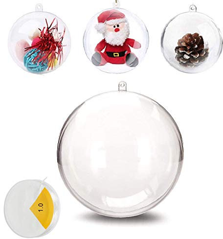Uhat Clear Baubles to Fill Chritmas Decoration Personalised Bauble 4-12CM Transparent Large Christmas Baubles Ornament -Pack 5 (10cm)