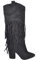 Stivali Donna Texani camperos in camoscio Nero con Frange Lunghe e Tacco Western Altezza Ginocchio Moda Glamour Luxury (37 EU)