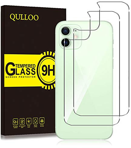 QULLOO Rückseite Schutzfolie kompatibel mit für iPhone 12 Mini, [2 Stück] Hinten Schutzfolie 9H Vollabdeckung Zurück Film Anti-Kratzen Klar Rückseite Folie für iPhone 12 Mini