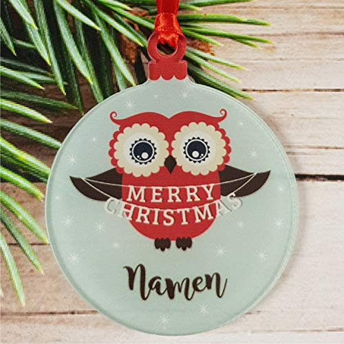 Gravure Events Christbaumkugel mit Namen – Frohe Weihnachten – Personalisierte Weihnachtskugel mit Name. Personalisiertes Geschenk. – Kugel - Christbaumschmuck - Weihnachtsbaumkugeln DS7