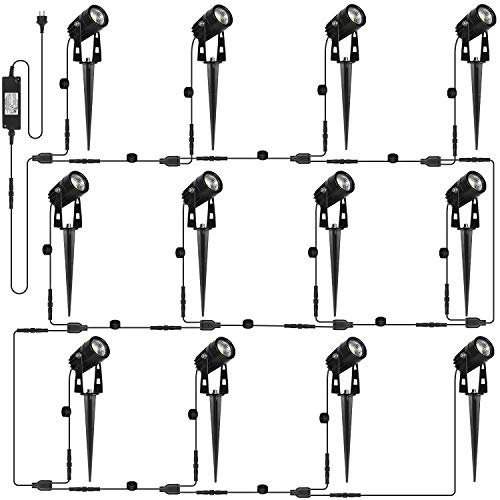AIMHEIM 12er-Set Gartenstrahler LED Warmweiß, 3W Gartenleuchte Garten Beleuchtung mit Stecker, Schwenkbar Außen-Strahler Aussenbeleuchtung Erdspieß IP65 Wasserdicht für Baum, Pflanzen, Teich