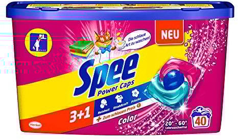Spee Power Caps Color 3+1, Colorwaschmittel, 40 Waschladungen, Reinheit, Strahlkraft und Frische für deine Buntwäsche, 20-60°