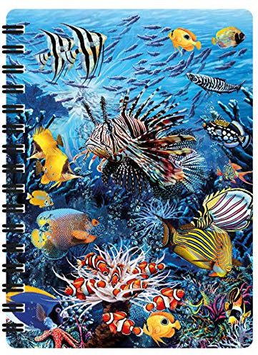 3D LiveLife Jotter - Wunder des Riffs von Deluxebase. Linsenförmiges 3D-Korallenriff A6-Spiralblock. Liniertes Notizbuch mit Kunstwerken, lizenziert vom bekannten Künstler Steven Michael Gardner