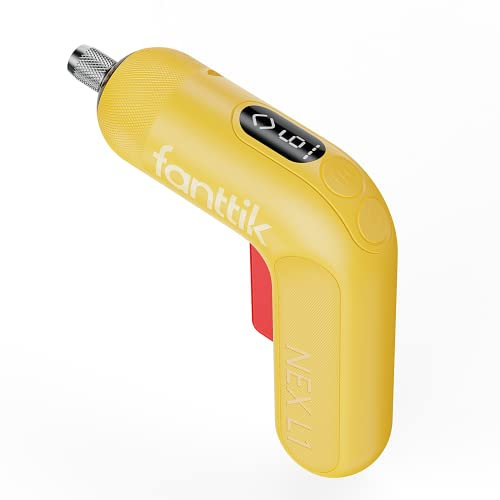 Fanttik L1 Pro 3.7V Cordless Screw Drivers, Electric Screwdriver Set with 14 Bits, Digital Screen, Li-ion 2000mAh, 1/4''Hex, 6 Torque Settings 0.5-6 N.m, Variable Speed, Front LED, Yellow
