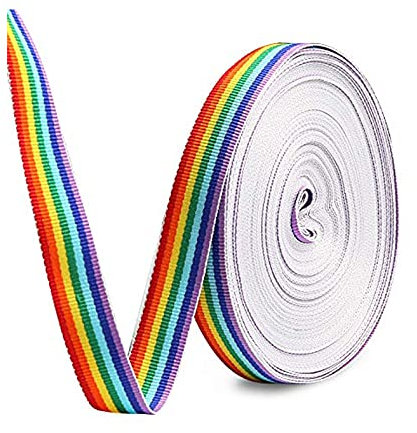 Regenbogen Band, Doppelseitige Regenbogen Bänder für DIY Handwerk Nähen Geschenk Verpackung (10M X 10MM)
