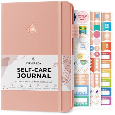 Clever Fox Self Care Tagebuch - Tägliche Reflexion Notizbuch - Mentale Gesundheit & Persönliche Entwicklung - Selbstfürsorge, Meditation & Stimmungsjournal für Frauen & Männer - A5 Größe (Hell-Pink)