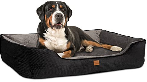 ib style Milo Hundebett, Hundekorb waschbar, Hundecouch, Schlafplatz große Hunde, Hundesofa, Anti-Rutsch, XL Schwarz