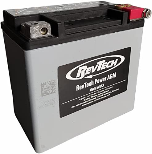 Batterie 12 V Revtech ETX14 High Performance mit hoher Leistung, maximale Einschaltdauer AGM 220 A, 12,0 Ah für Kompatibel mit Harley 02-06 V-Rod, 07 VRSCR Buell 03-10 XB