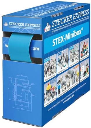 STEX24 Schrumpfschlauch 3:1, Minibox mit 1,4m, blau 24,0/8,0mm, 1 Zoll, WSB3 Schrumpftemperatur mind. 70°C, vollständig bei mind. 100°C - 1 Stück
