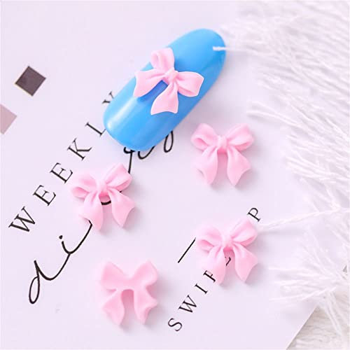 3D Charm 50Pcs Resin Nail Jewelry Ornaments Nail Art Bowknots Manicure Accessories Mini Bow Nail Jewelry Nail Art Decorations Nail Bow Ties(pink)