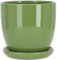KOTARBAU® Keramik Blumentopf Übertopf für Blumen Pflanzen ⌀ 17 cm mit Tropfschale Grün
