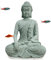 livelyfish Aquarium Buddha Statue Kleine Antike Meditierende Buddah Figur Aquarium Buda Dekoration Japanische Zen Ornamente Sandstein Sitzender Buddha Unterwasserlandschaft Dekor, B