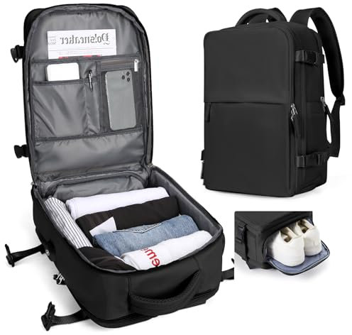 SZLX Zaino Ryanair Donna Zaino da Viaggio Aereo Bagaglio a Mano per Easyjet Borse da Cabina Impermeabile Uomo con Porta Scarpe e USB Adatto a PC da 14 pollici per Scuola Trekking Lavoro