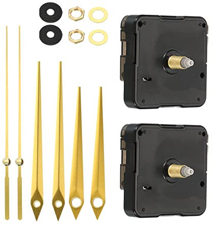 PATIKIL Clock Mechanism Replacement, 2 Set Quartz Clock Mechanism Battery Operated Long Shaft DIY Wall Clock Hands Motor Movement Repair Parts Kit, Gold