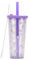 Reusable Boba Cup Smoothie Cup with Resealable Lid Plug - 20 oz Double Wall Insulated Boba Tea Cup Boba Tumbler Milk Tea Cup with Wide Reusable Straw (Purple)