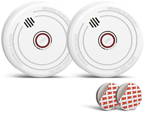 Ruan Photoelectric Smoke Alarm With 10 Years Life Passed the EN14064 Standard Magnetic Smoke Detector Mount Magnet Smoke Detector with Test Button 2 Pack