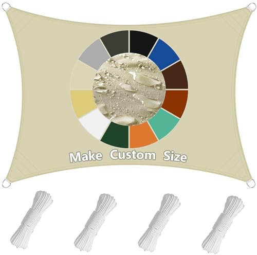 Sonnensegel Rechteck 5x7M, Windschutz Schattenspender, wetterbeständiger UV-Schutz, inkl Befestigungsseile perfekt für den Außenbereich - Beige