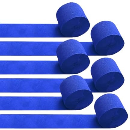 LATRAT 6 Stück Kreppbänder 4,5 cm x 25 m Handgemacht Krepppapier Bastelpapier Bastelkrepp für Hochzeit Partydeko (Blau)