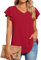 TAOHUADAO Womens 2024 Plus Size Summer Casual Dressy Shirts V Neck Tunic Ruffle Short Sleeve Chiffon Tops Comfy Blouse 2X-Large, Red