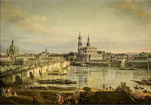 Leinwandbilder Bild Kunst Leinwand Malerei Ölgemälde Altstadt von Dresden von Bernardo Bellotto für Wanddekoration 60x90cm