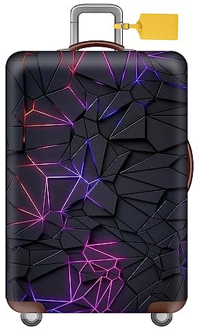 FANSU Housse de Valise Elastique Housse de Protection pour Bagage, Style Cyberpunk Lavable à Cabine Luggage Valise Cabine Trolley Case Cover, 18-32 (L (26-28 Valise),Crack)