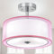 Depuley LED Deckenleuchte Modern, Semi Flush Mount deckenlampe, Rosa Trommelleuchte mit Zwei Schichten Lampenschirm mit 3 E27 Basis(Glühbirne Nicht inkl) für Wohnzimmer Schlafzimmer Küche Kinderzimmer