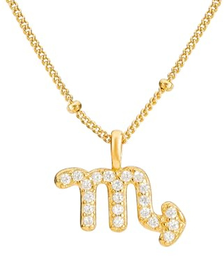Brandlinger ® Sternzeichen Halskette Damen Silber 925. Sternzeichen Kette. Kette Damen vergoldet mit 18 Karat Gold, Schmuck für Frauen und Mädchen. Kettenlänge verstellbar 45-50cm.
