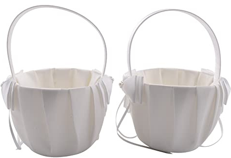 berjalan 2 Stück Blumenmädchen Körbe für Hochzeit Mädchen Korb mit niedlichem Design, Rosa Blumen Mädchen Korb mit Romantik
