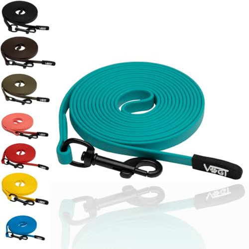 VOGT-Trainingsleine | von André Vogt |inklusive Videokurs Begegnungstraining| Schleppleine | ideale Länge 3m| original Biothane| (türkis)
