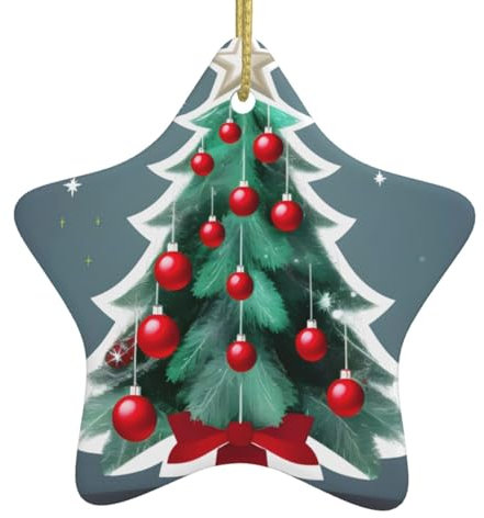 Weihnachtsbaum und rote Kugel Festliche Keramik Stern Ornamente Zeitlose Weihnachtsdekoration für Partys und Veranstaltungen
