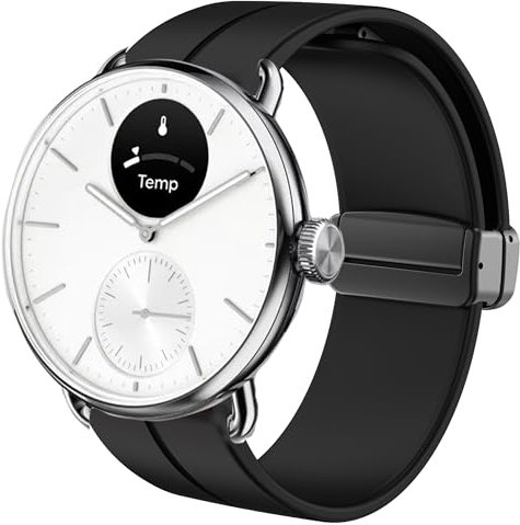 Blueshaweu 18mm 20mm Armband Kompatibel mit Withings Smartwatch, Weiches Silikon Dual Magnetisch Einstellbar Armbänder Kompatibel mit ScanWatch 2 38mm/ ScanWatch 2 42mm (18mm, schwarz)