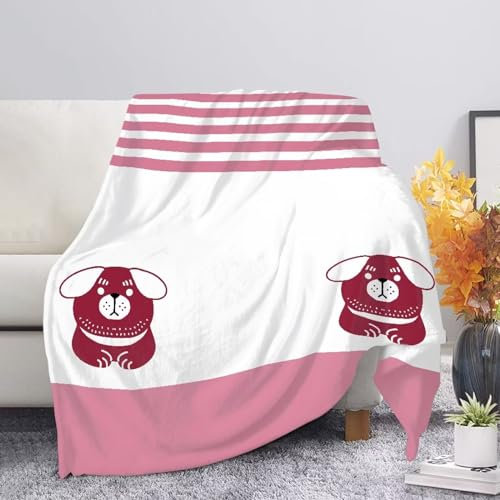 Nopersonality Dog Throw Blanket for Bed Plush Flannel Throw Blanket Washable High Density Coral Velvet Cozy Decorative Blanket Easy Cleaning (2XL Size 140 * 180cm)